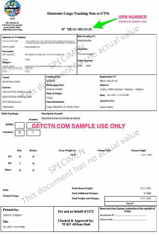 Congo ECTN Certificate