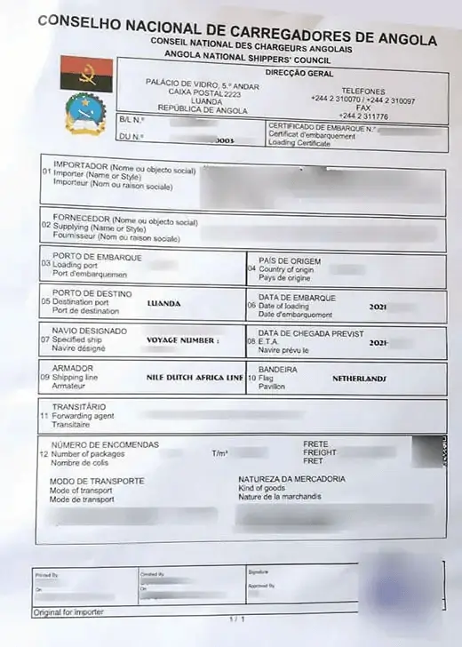 Congo ECTN Certificate